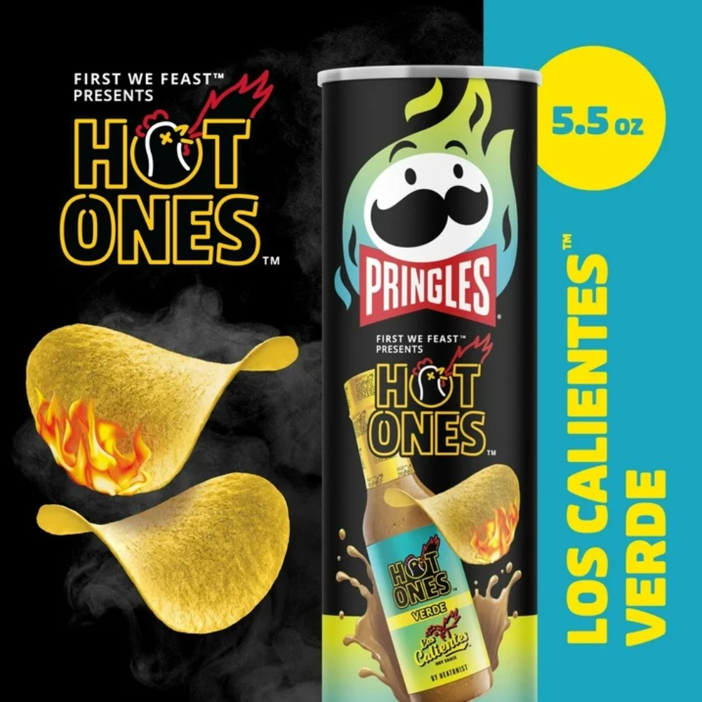 Pringles Hot Ones Los Calientes Verde Potato Crisps Chips 5.5oz (156g)