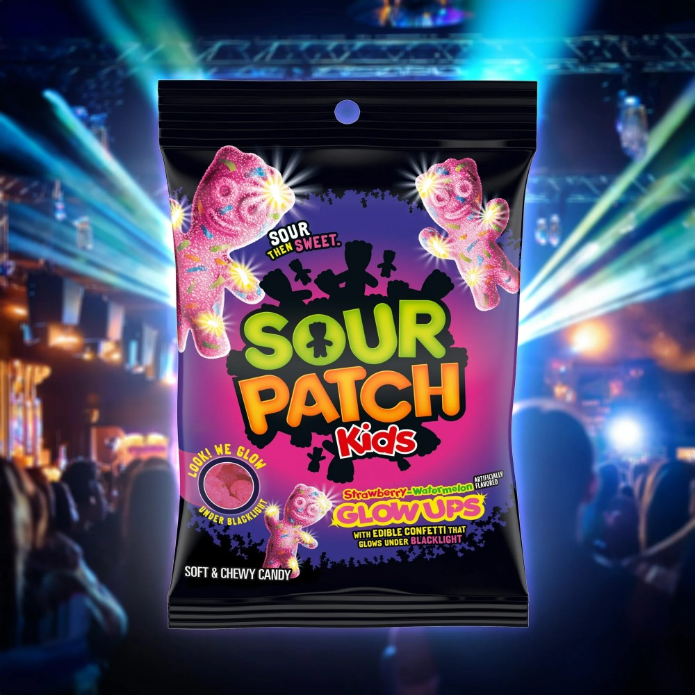 SOUR PATCH KIDS Glow Ups Strawberry-Watermelon Soft & Chewy Candy 3.08oz (87g)
