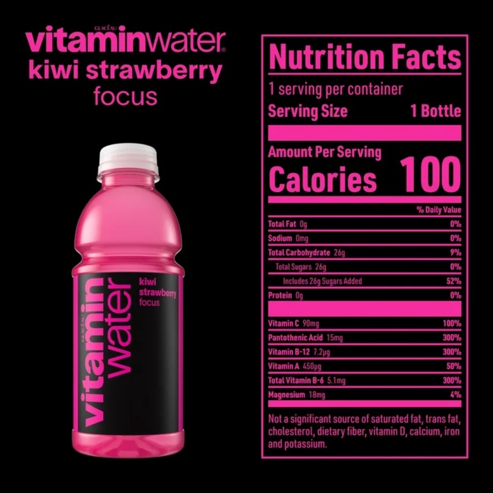 vitamin water Focus Kiwi Strawberry Flavored Water Beverage, 20oz (591ml) Bottle