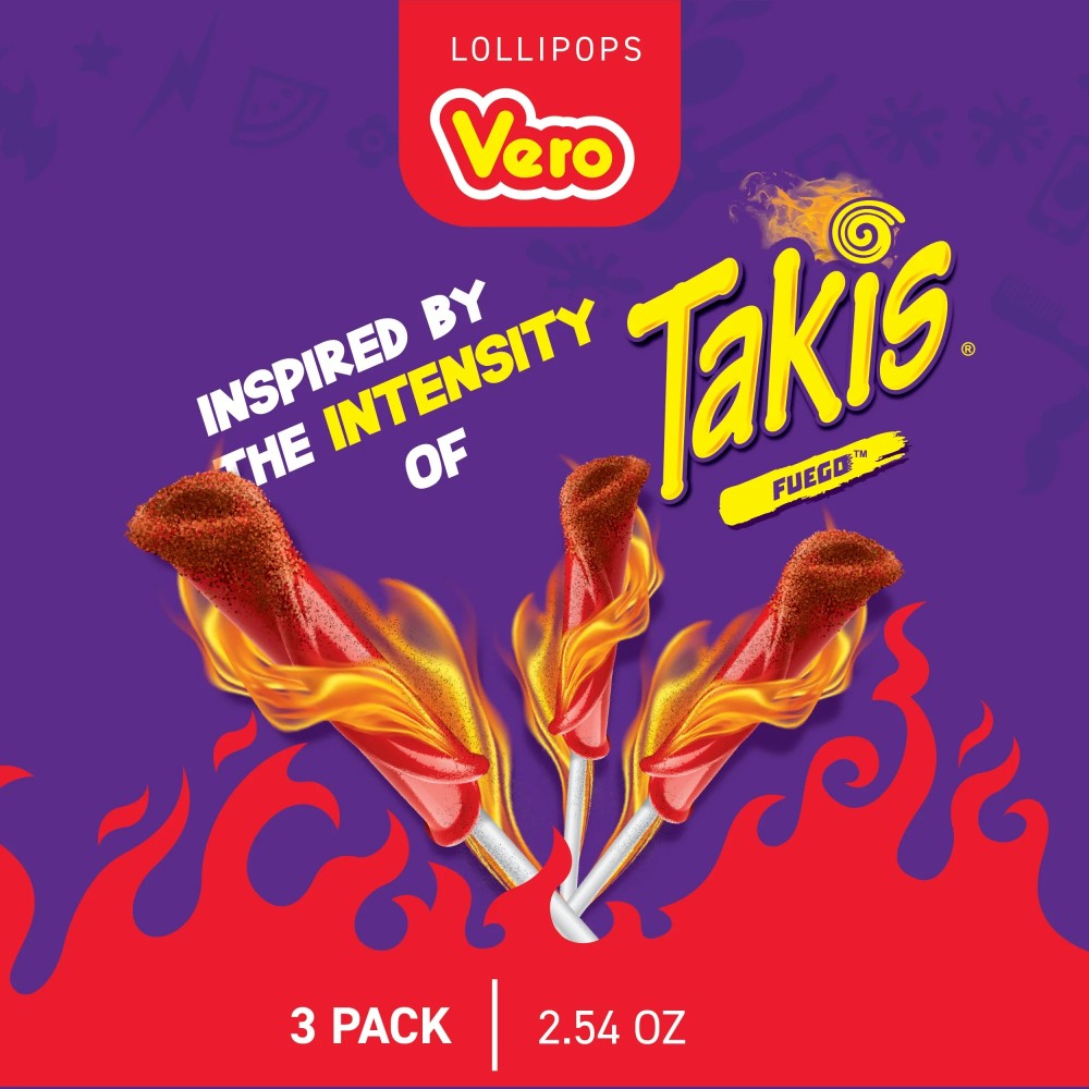 Vero Lollipops Takis Fuego Flavoured Bag 5 count 0.84oz (24g)