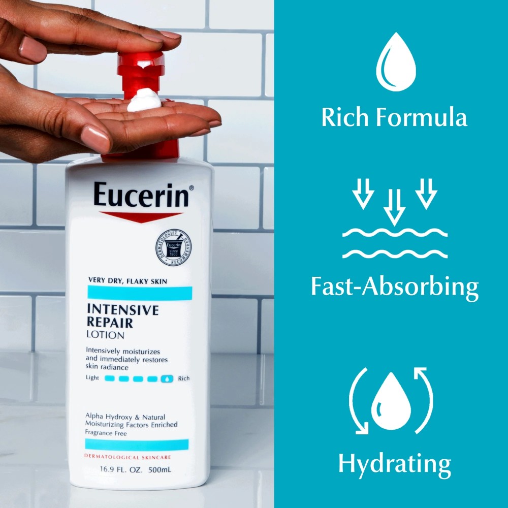 Eucerin Intense Repair Lotion Fragrance Free Body Moisturizer 16.9oz (500ml)