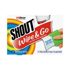 Shout Wipe & Go, Laundry Instant Stain Remover, 12 Wipes
