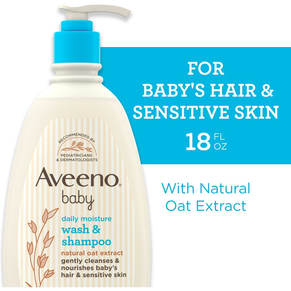 Aveeno Baby Daily Moisture Bath Body Wash & Shampoo Fragrance Free (18oz) 532ml
