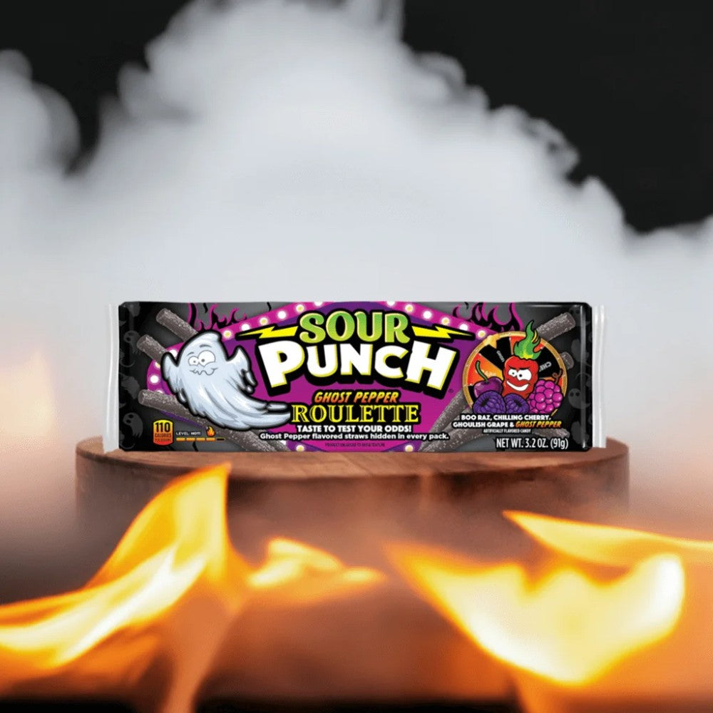 Sour Punch Ghost Pepper Roulette Straws Halloween Candy 3.2oz (91g)