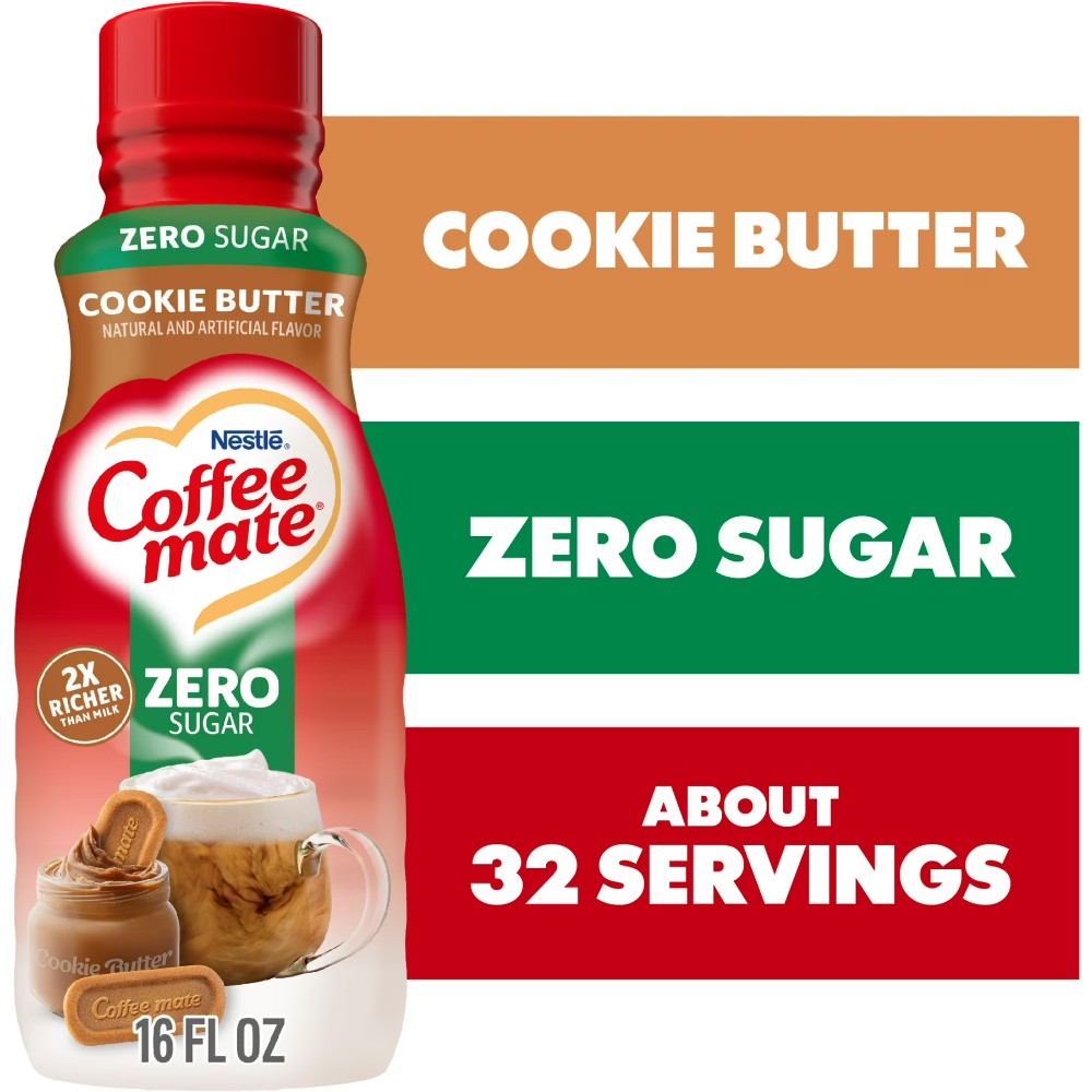 Coffee Mate Zero Sugar Cookie Butter Flavour Liquid Coffee Creamer 16oz (473ml)