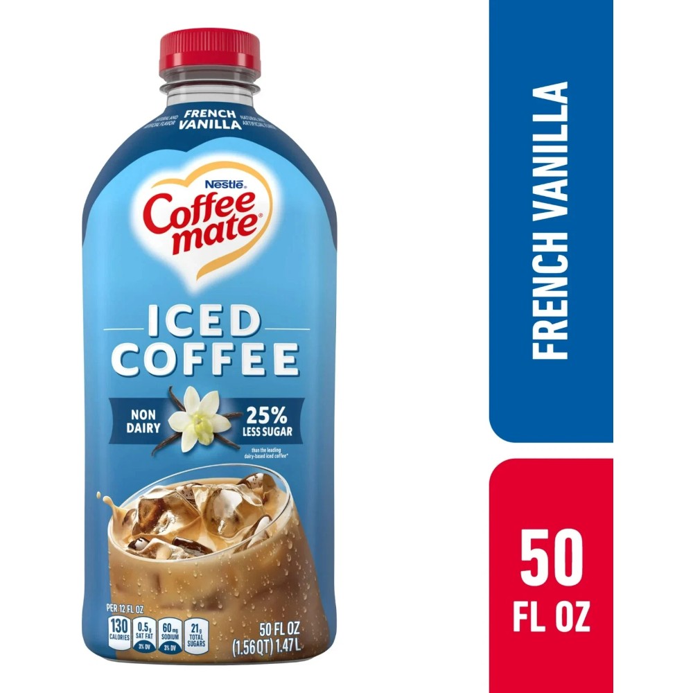 Coffee Mate Iced Coffee French Vanilla Flavored Iced Coffee Non-Dairy Ready to Drink 50oz (1.47L)