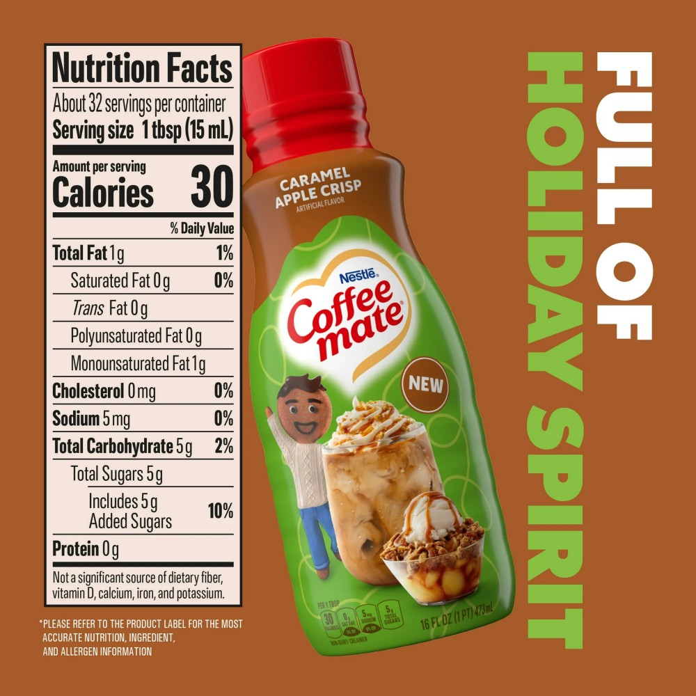 Coffee Mate Caramel Apple Crisp Liquid Non-Dairy Coffee Creamer 16oz (473ml)
