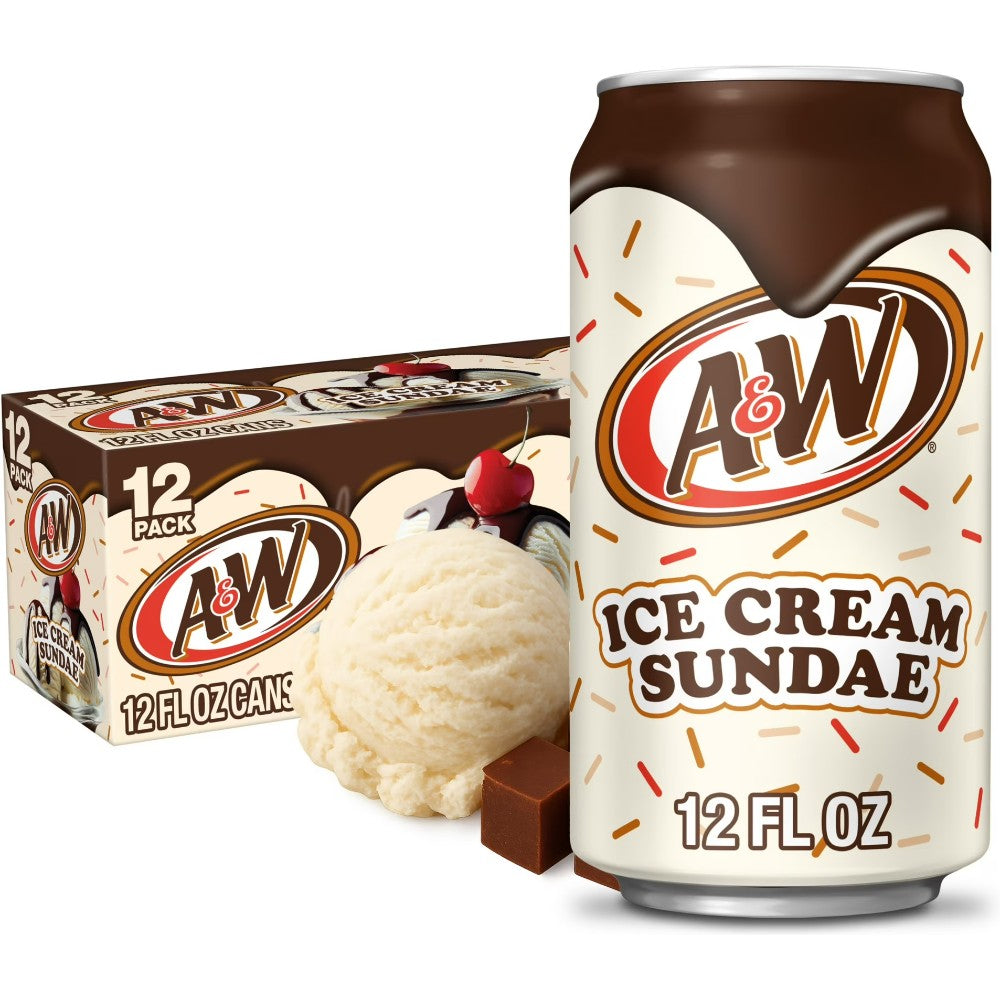 A&W Ice Cream Sundae Soda Pop Fizzy Drink 12oz (355ml) Cans