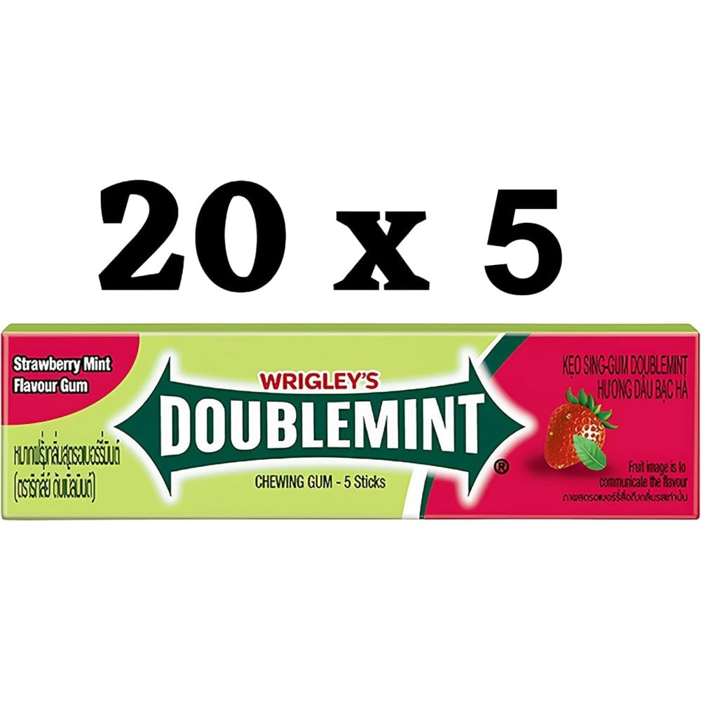 Wrigley's Double mint Strawberry Chewing Gum 5's Case of 20