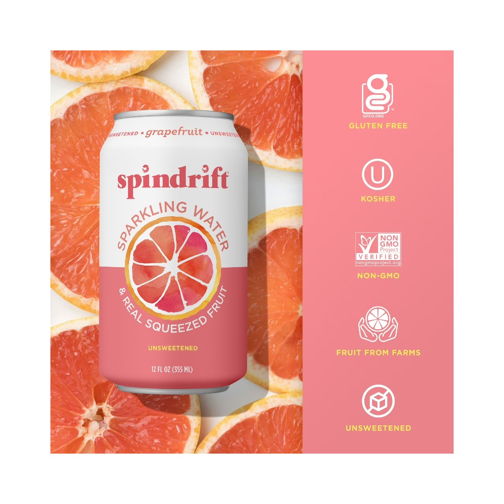 Spindrift Grapefruit Flavoured Sparkling Water 12oz (355ml)