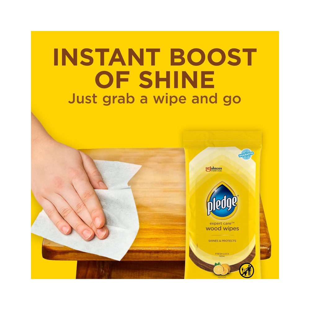 Pledge Expert Care Wood Wipes Lemon Scented 24's