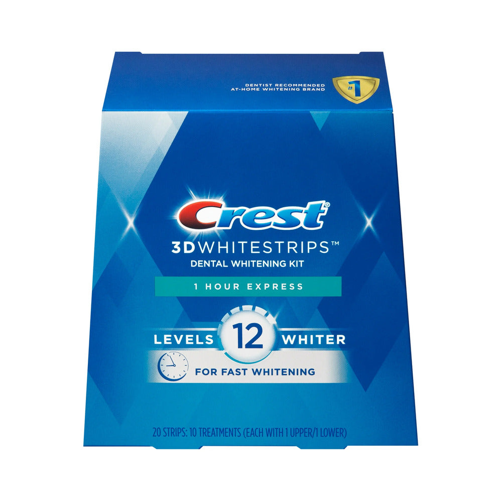 Crest 3D Whitestrips 1 Hour Express Dental Whitening Kit Level 12 I 20 Strips: 10 Treatments