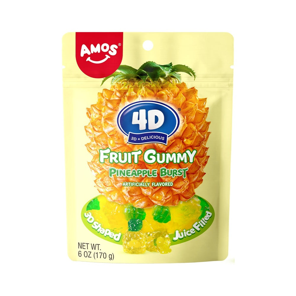 Amos 4D Fruit Gummy Pineapple Burst 6oz (170g)