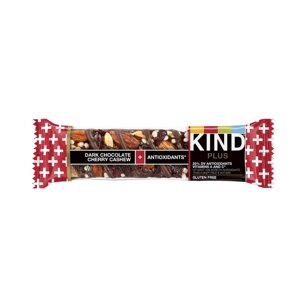 Kind Plus Bars Dark Chocolate Cherry Cashew + Antioxidants Gluten Free 1.4oz (40g)