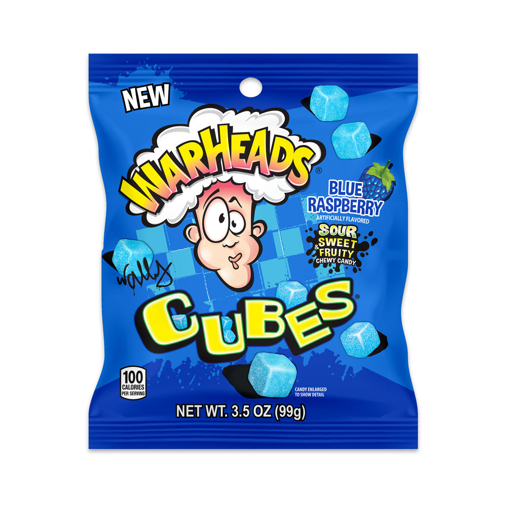 Warheads Cubes Blue Raspberry Peg Bag 3.5oz (99g)