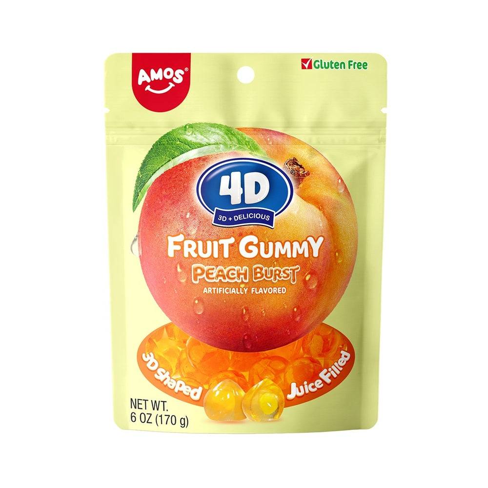Amos 4D Fruit Gummy Peach Burst 6oz (170g)