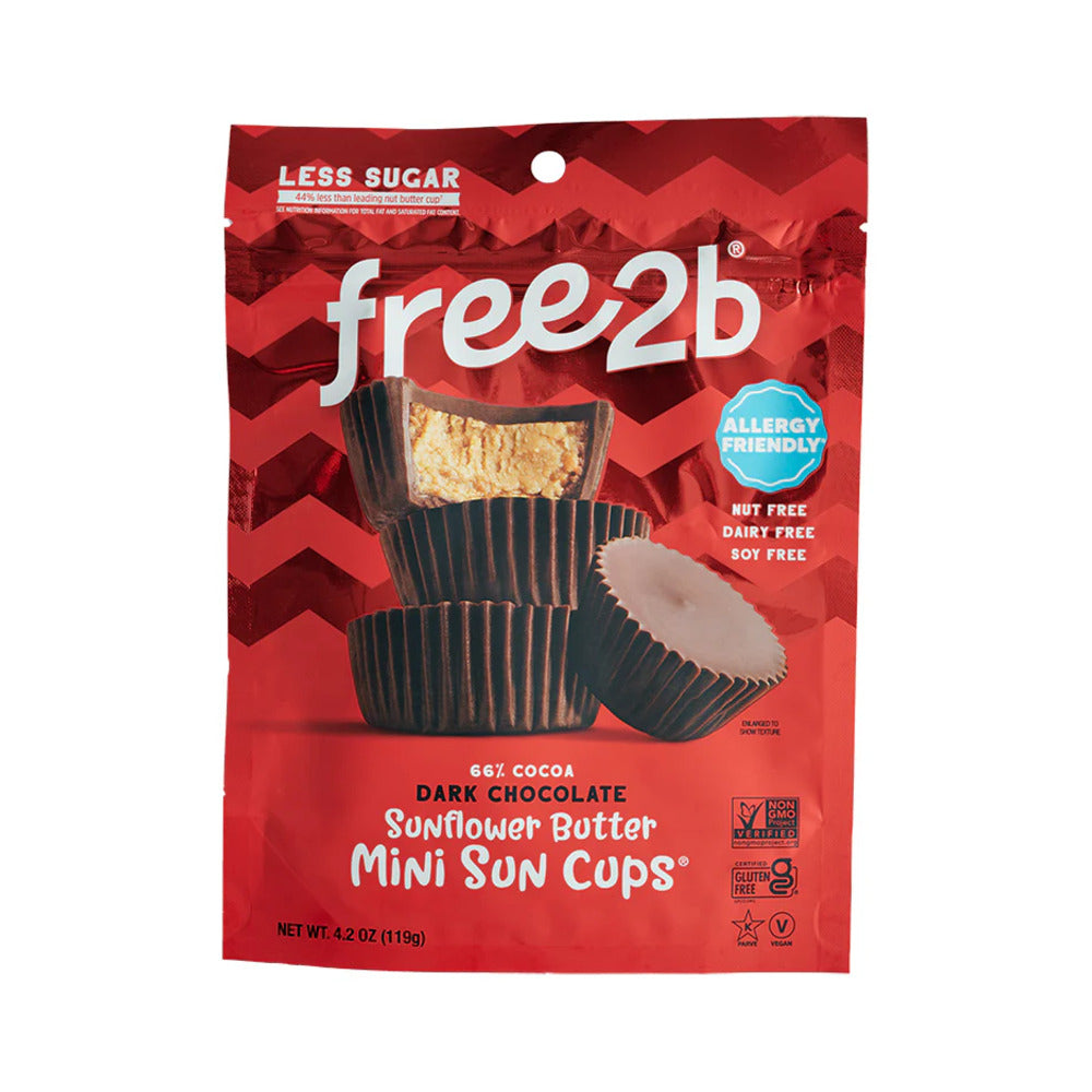 Free2b Sunflower Butter Dark Chocolate Cups Peg Bag 4.2oz (119g) Best Before 10/01/2026