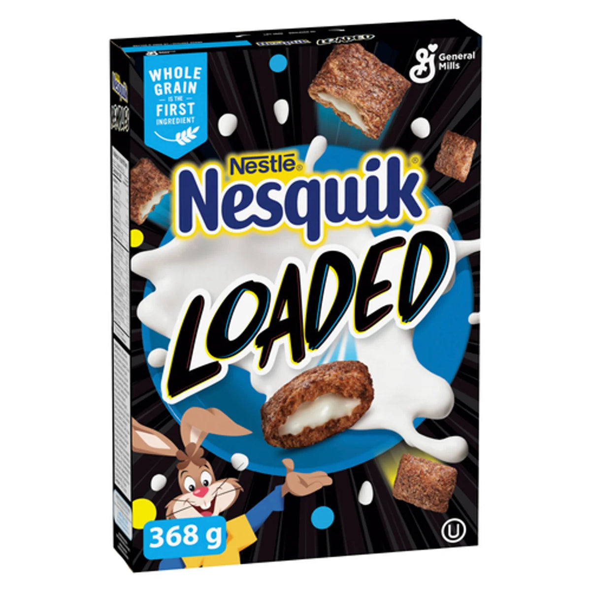 Nesquik Loaded Bites 368g box, angled