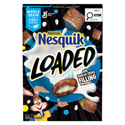 Nesquik Loaded Bites cereal 368g box, front
