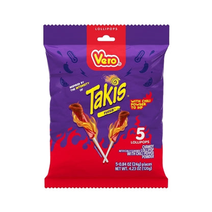 Vero Lollipops Takis Fuego Flavoured Bag 5 count 0.84oz (24g)