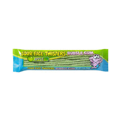Face Twisters Green Apple Bubble Gum Straws 2oz (57g)