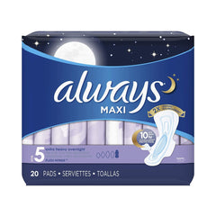 Always Extra Heavy Overnight Maxi Pads with Flexi-Wings Sze 5 20's