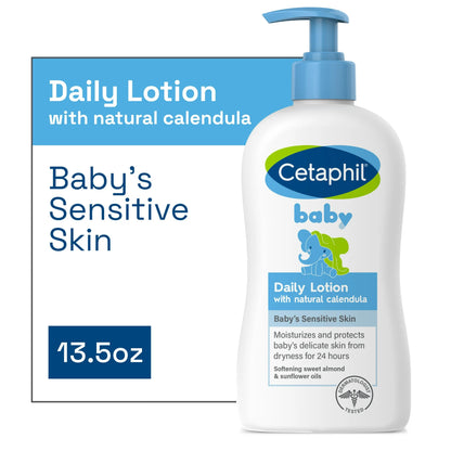 Cetaphil Baby Daily Lotion with Organic Calendula |Vitamin E | Sweet Almond & Sunflower Oils |13.5oz (399 ml)