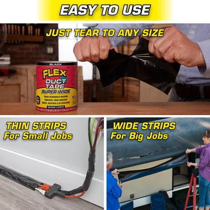 Flex Duct Tape, Super Wide, 4.6 Inches x 20 Feet, Black, Heavy Duty Strong, Multi-Surface Tape