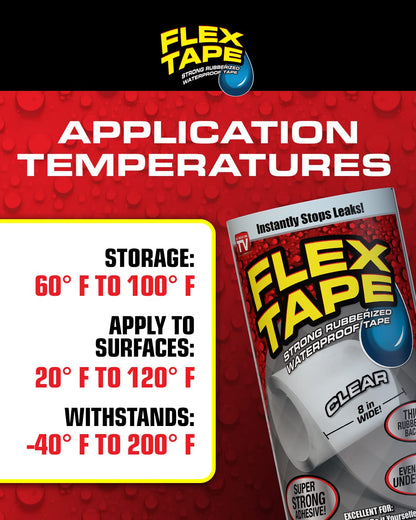 Flex Tape Mini Super Strong Waterproof Tape, Clear 7.65cm x 10.2cm x 2