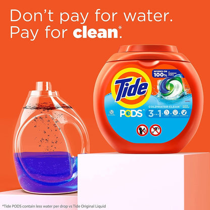 Tide PODS laundry detergent pacs, 3-in-1 Stain Remover, Odor Fighter, Color Protector, 57 Count