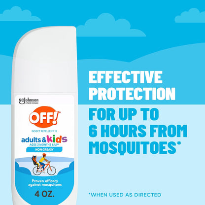 OFF! Adults & Kids Non Greasy Insect Repellent 4oz (113ml)