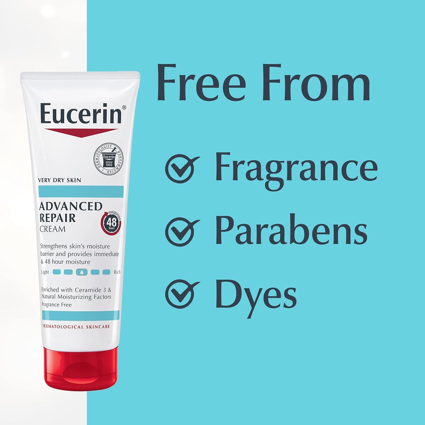 Eucerin Advanced Repair Body Cream for Very Dry Skin, 48-Hour Moisturizer 8oz (226g)