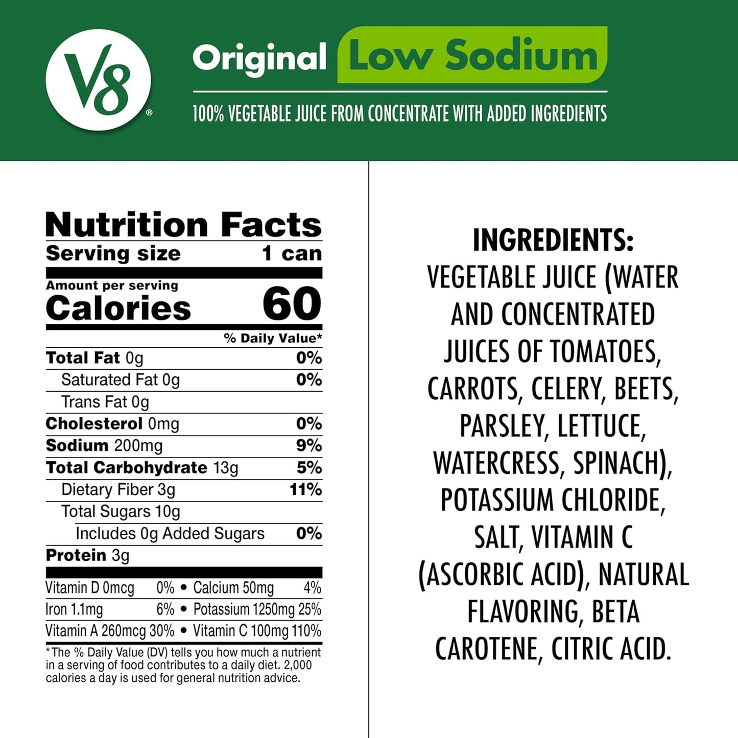 V8 Original Vegetable Juice Low Sodium 11.5oz (340ml)
