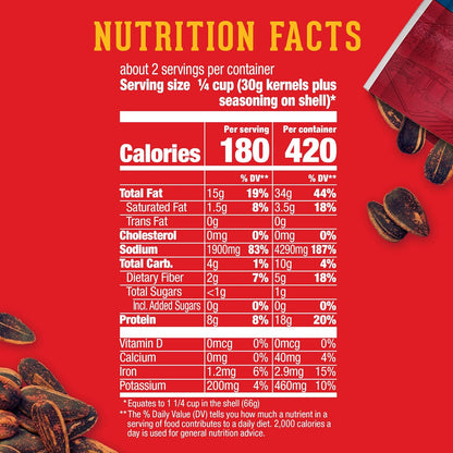 David's Jumbo Sunflower Seeds Franks Red Hot 5.25oz (149g)