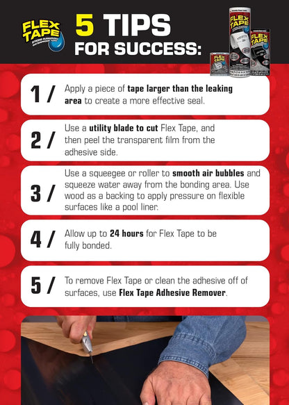 Flex Tape Mini Super Strong Waterproof Tape, Black 7.65cm x 10.2cm x 2