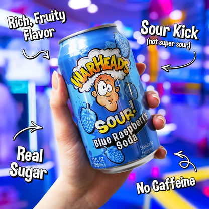 Warheads Blue Raspberry Sour Soda 12oz (355ml)