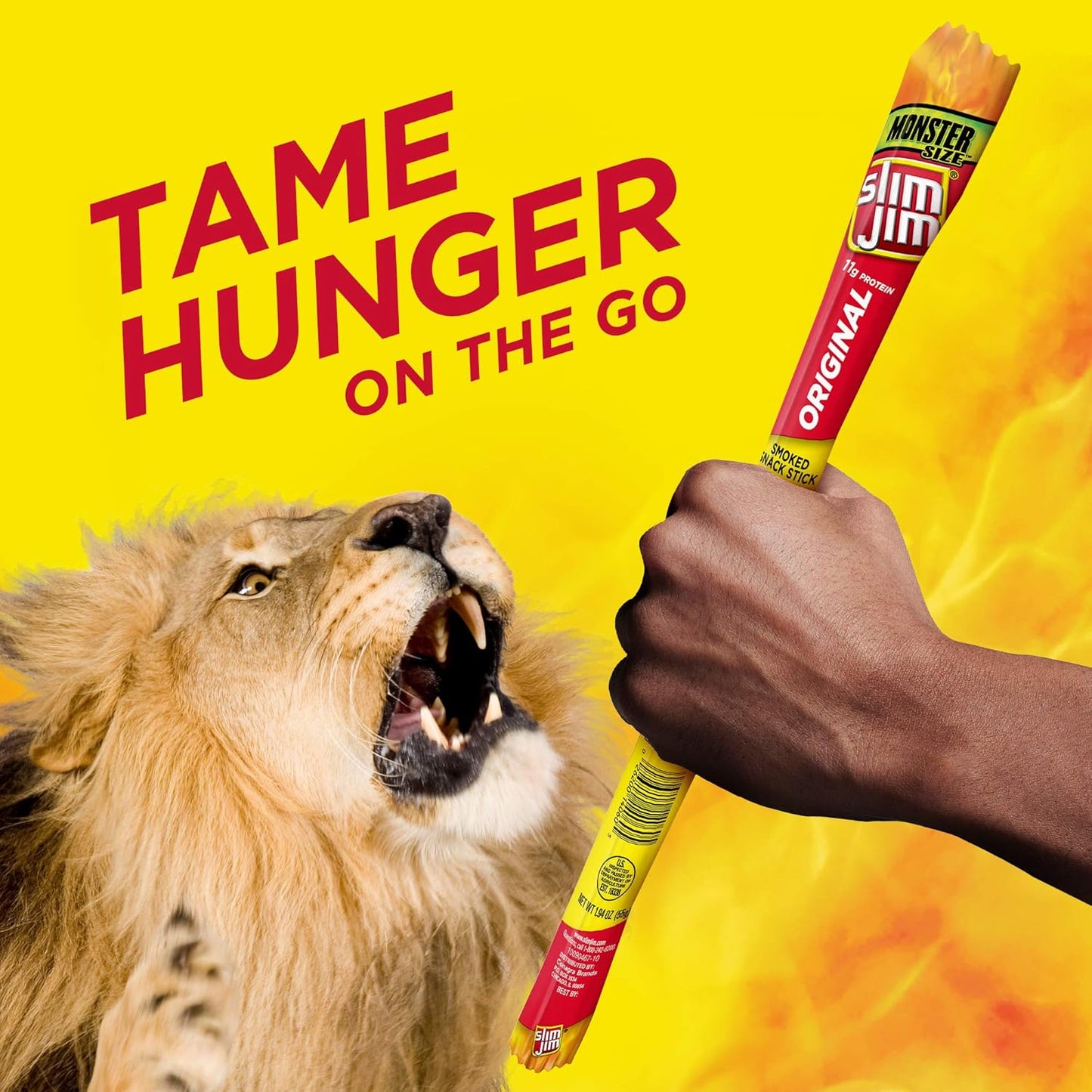 Slim Jim Monster Smoked Meat Sticks, Original Flavor, High Protein, 1.94 oz