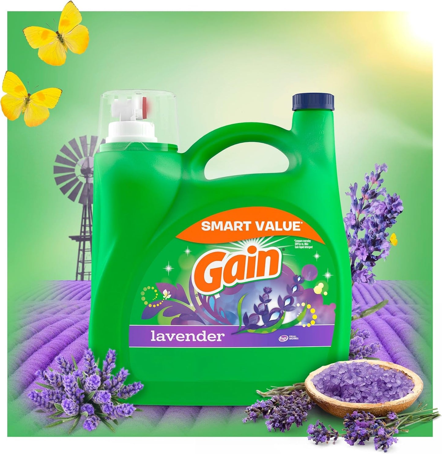 Gain Liquid Laundry Detergent, Lavender Scent 154oz 107 Loads