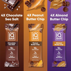 IQBAR Brain and Body Plant Protein Bars I Chocolate Lovers Variety Pack I Low Sugar Keto Energy Bar I 12g Protein