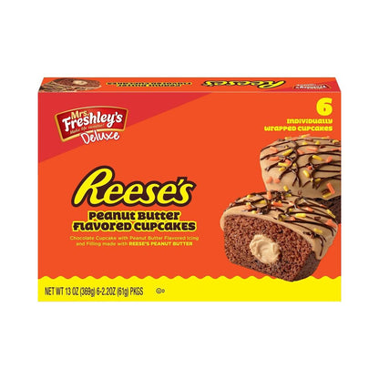 Mrs. Freshley's Deluxe Reese's Peanut Butter Cakes - 6 Individually wrapped Cupcakes, 13oz (396g)