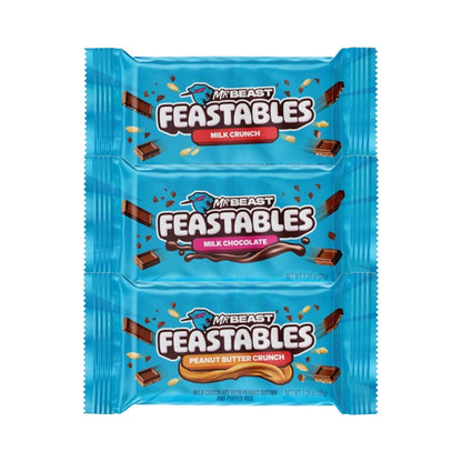 Mr Beast Feastables Variety Kit I Milk Crunch, Milk Chocolate & Peanut Butter I 1.24oz (35g) One of Each