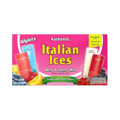 Wylers Italian Ices Berry and Cherry Mix Freeze Pops - 10 Pack
