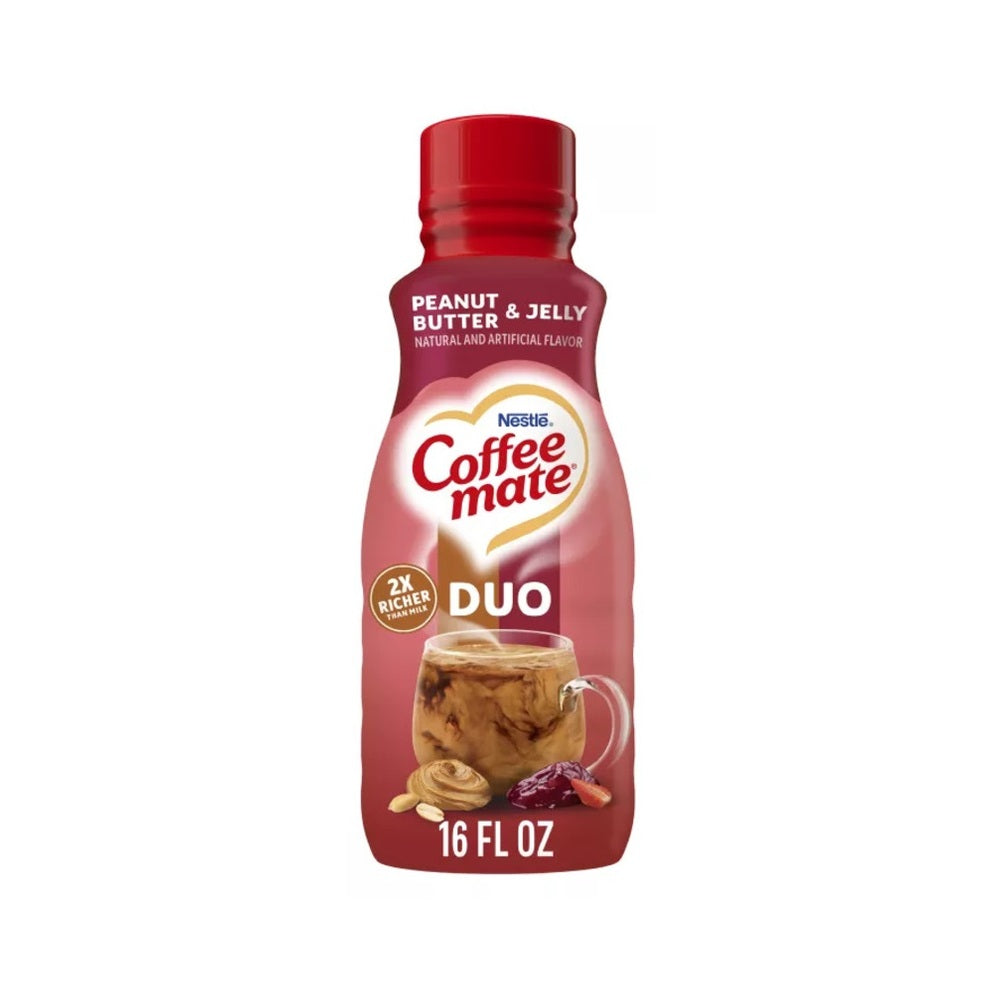 Coffee mate Peanut Butter and Jelly Duo Liquid Non-Dairy Coffee Creamer 16oz (473ml)