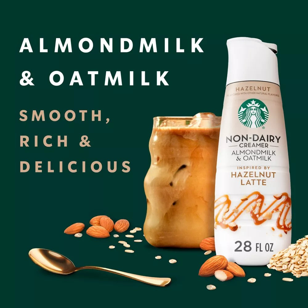 Starbucks Coffee Creamer Hazelnut Latte Almond Milk and Oat Milk I 28oz (828ml)
