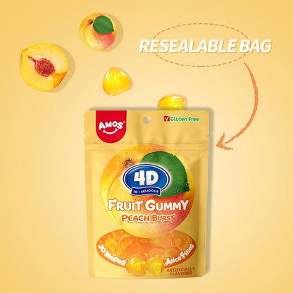 Amos 4D Fruit Gummy Peach Burst 6oz (170g)