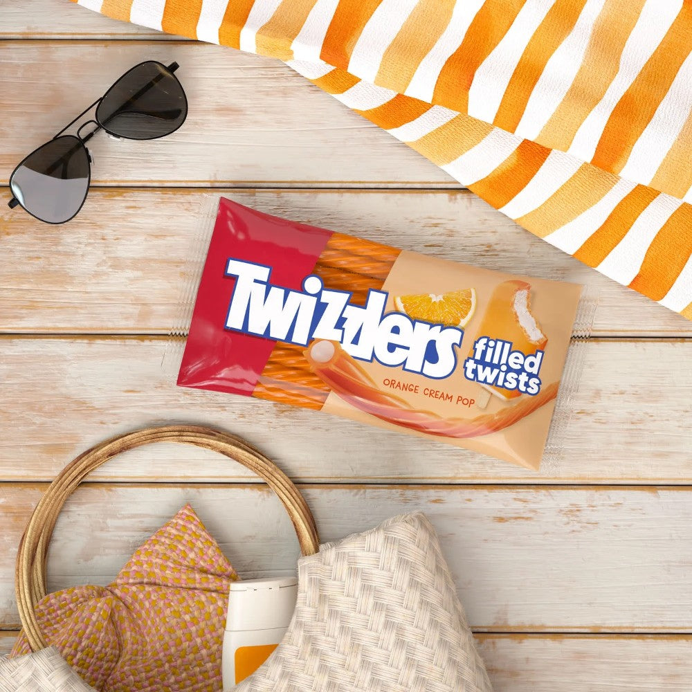 TWIZZLERS Filled Twists Orange Cream Pop Flavored Licorice Style Chewy Candy Bag 11oz (311g)