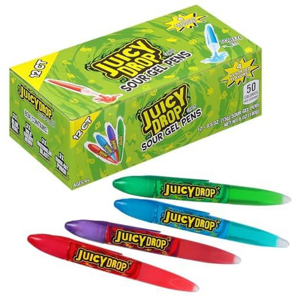 Juicy Drops Sour Gel Candy Pens 0.5oz (15g) Case of 24