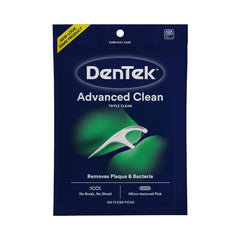 DenTek Advanced Clean Triple Clean Floss Picks Removes Plaque & Bacteria 150 Count