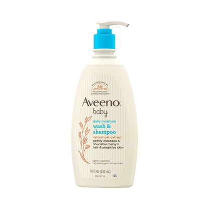 Aveeno Baby Daily Moisture Bath Body Wash & Shampoo Fragrance Free (18oz) 532ml