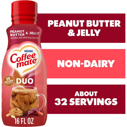 Coffee mate Peanut Butter and Jelly Duo Liquid Non-Dairy Coffee Creamer 16oz (473ml)